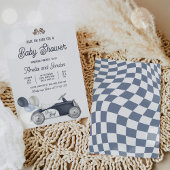 レースカーベビーシャワーボーイブルーレースカーシャワー 招待状