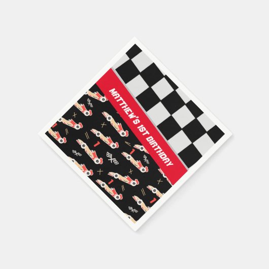 レースカーボーイズファースト誕生日 スタンダードカクテルナプキン (角)