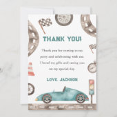 レースカーボーイバースデーパーティーサンキューカード 招待状 (正面)