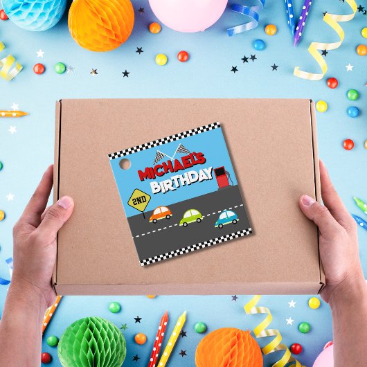 レースカーボーイ誕生日パーティー フェイバータグ