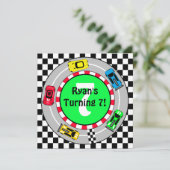 レースカーボーイ誕生日招待状 招待状 (スタンド正面)