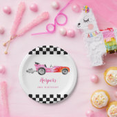 レースカーモダンガールバースデーパーティー ペーパープレート (パーティー)