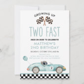レースカーモダン2速誕生日 招待状 (正面)
