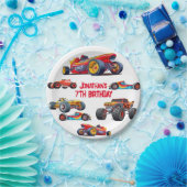 レースカーモンスタートラックカーレース誕生日 ペーパープレート (パーティー)