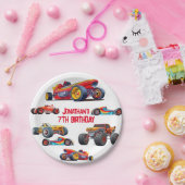 レースカーモンスタートラックカーレース誕生日 ペーパープレート (パーティー)