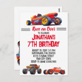 レースカーモンスタートラックカーレース誕生日 ポストカード (正面/裏面)