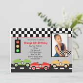レースカーラチェカーブリットデイ誕生日招待状2 招待状 (スタンド正面)