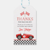 レースカーレッドレーシングボーイ1st誕生日 ギフトタグ (裏面)