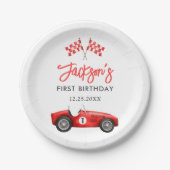 レースカーレッドレーシングボーイ1st誕生日 ペーパープレート (正面)