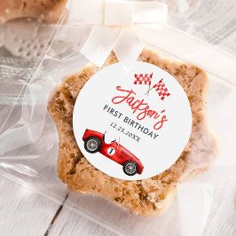 レースカーレッドレーシングボーイ1st誕生日 ラウンドシール
