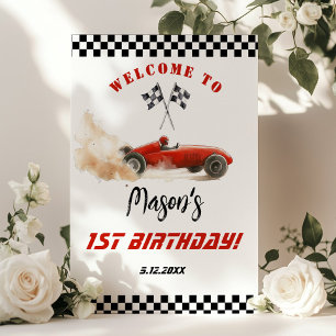 レースカーレッドレーシング子供の誕生日へようこそ ポスター