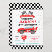 レースカーレーサーバースデーパーティ招待状 招待状 (正面/裏面)