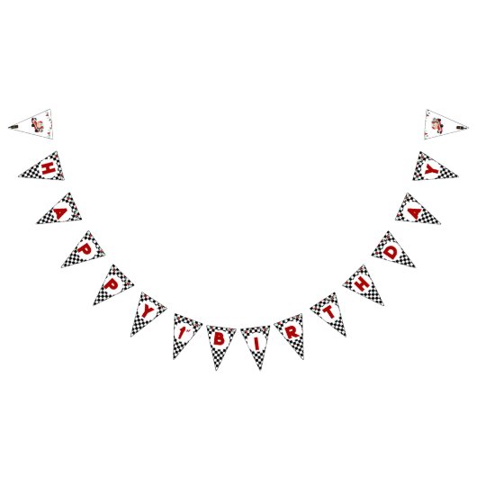 レースカーレーシングキッドの誕生日テーマ バンティングフラッグ (全)