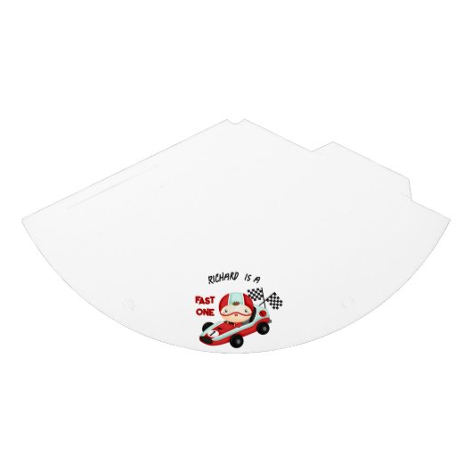 レースカーレーシングキッドの誕生日テーマ パーティーハット (正面)