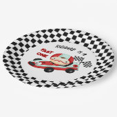 レースカーレーシングキッドの誕生日テーマ ペーパープレート (アングル)