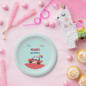 レースカーレーシングキッドの誕生日テーマ ペーパープレート (パーティー)