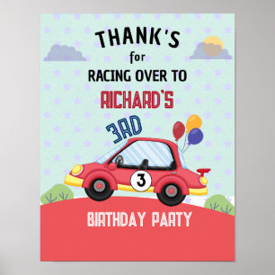 レースカーレーシングキッドの誕生日テーマ ポスター