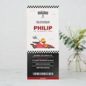 レースカーレーシングボーイバースデーパーティーチケット 招待状 (スタンド正面)