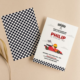 レースカーレーシングボーイバースデーパーティー 招待状