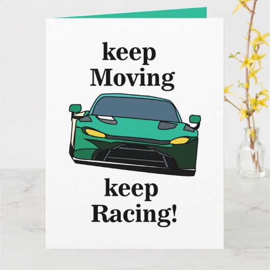 レースカーレーシングレーサー誕生日 カード (黄色い花)