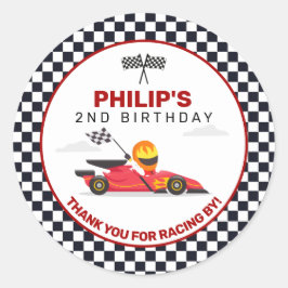 レースカーレーシング2速ボーイ誕生日ありがとう ラウンドシール