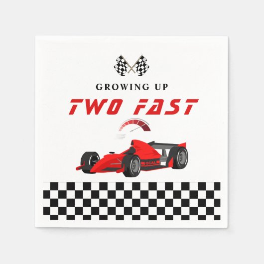 レースカーレース誕生日パーティナプキンス スタンダードカクテルナプキン (正面)