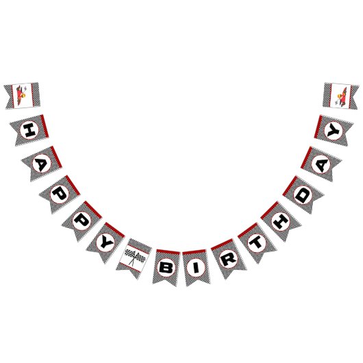 レースカーレース誕生日パーティー バンティングフラッグ (全)