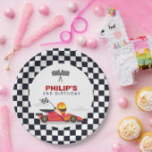 レースカーレース誕生日パーティ市松模様にー ペーパープレート (パーティー)