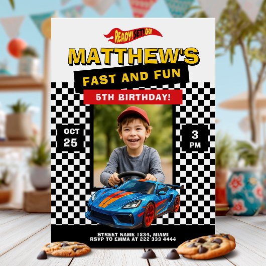 レースカーレース 誕生日パーティで楽しく 招待状