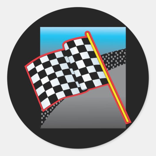 レースカー国旗 ラウンドシール (正面)