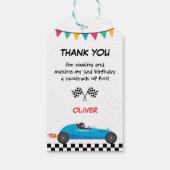 レースカー子供の誕生日パーティの招待状挨拶 ギフトタグ (裏面)