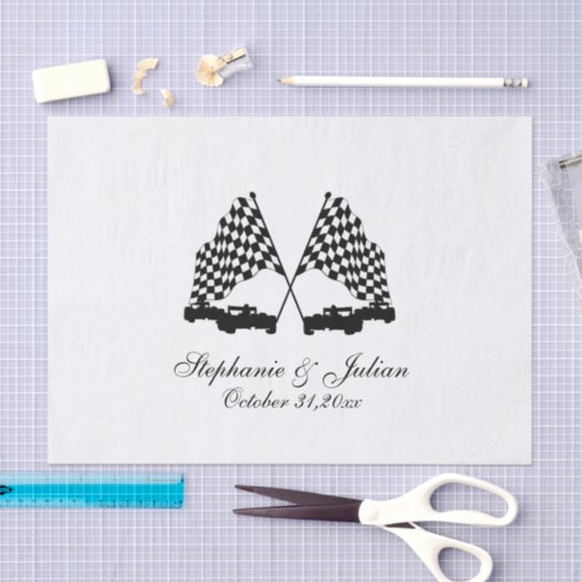 レースカー市松模様にフラグティッシュペーパー 薄葉紙 (クラフト)