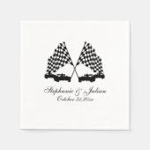 レースカー市松模様に国旗 スタンダードカクテルナプキン (正面)