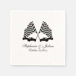 レースカー市松模様に国旗 スタンダードカクテルナプキン