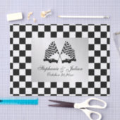 レースカー市松模様に国旗 薄葉紙 (クラフト)