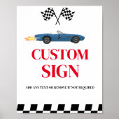 レースカー成長2速誕生日カスタム標識 ポスター (正面)