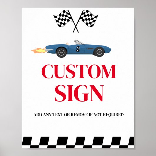 レースカー成長2速誕生日カスタム標識 ポスター (正面)