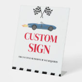 レースカー成長2速誕生日カスタム標識 台座サイン (正面)