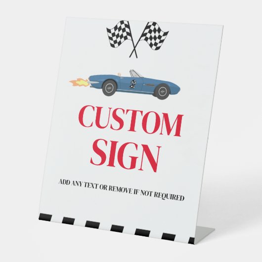 レースカー成長2速誕生日カスタム標識 台座サイン (正面)