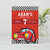 レースカー招待状クール子供の誕生日招待状 招待状 (スタンド正面)