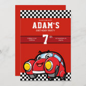 レースカー招待状クール子供の誕生日招待状 招待状 (正面/裏面)
