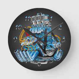 レースカー改造ドラグスターエンジン漫画 ラウンド壁時計