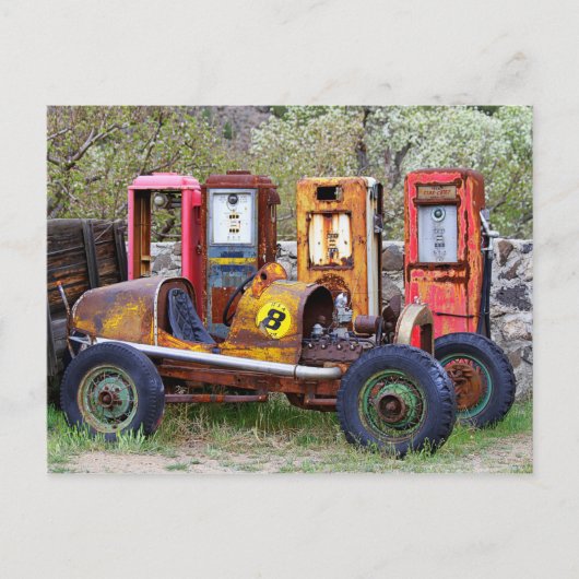 レースカー最終ピッストップト ポストカード (正面)