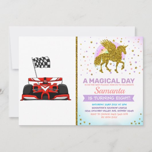 レースカー極端漫画 |背景色の選択 招待状 (正面)