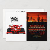 レースカー極端漫画 |背景色の選択 招待状 (正面/裏面)