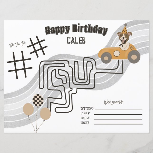 レースカー犬リバーシブルカラーアクティビティページ (正面)