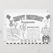 レースカー着色ページレースカー誕生日活動 招待状 (正面)