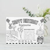 レースカー着色ページレースカー誕生日活動 招待状 (スタンド正面)