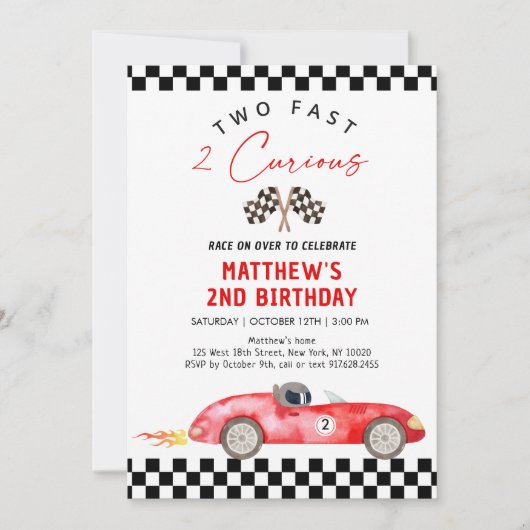 レースカー第2誕生日2速2好奇心 招待状 (正面)