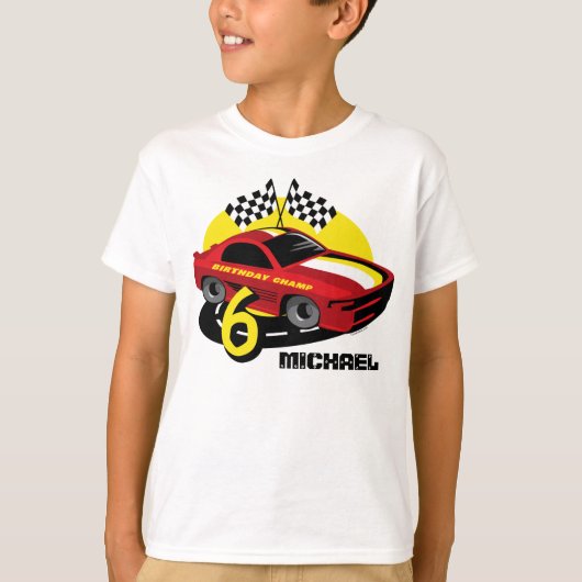 レースカー第6誕生日シャツ Tシャツ (正面)